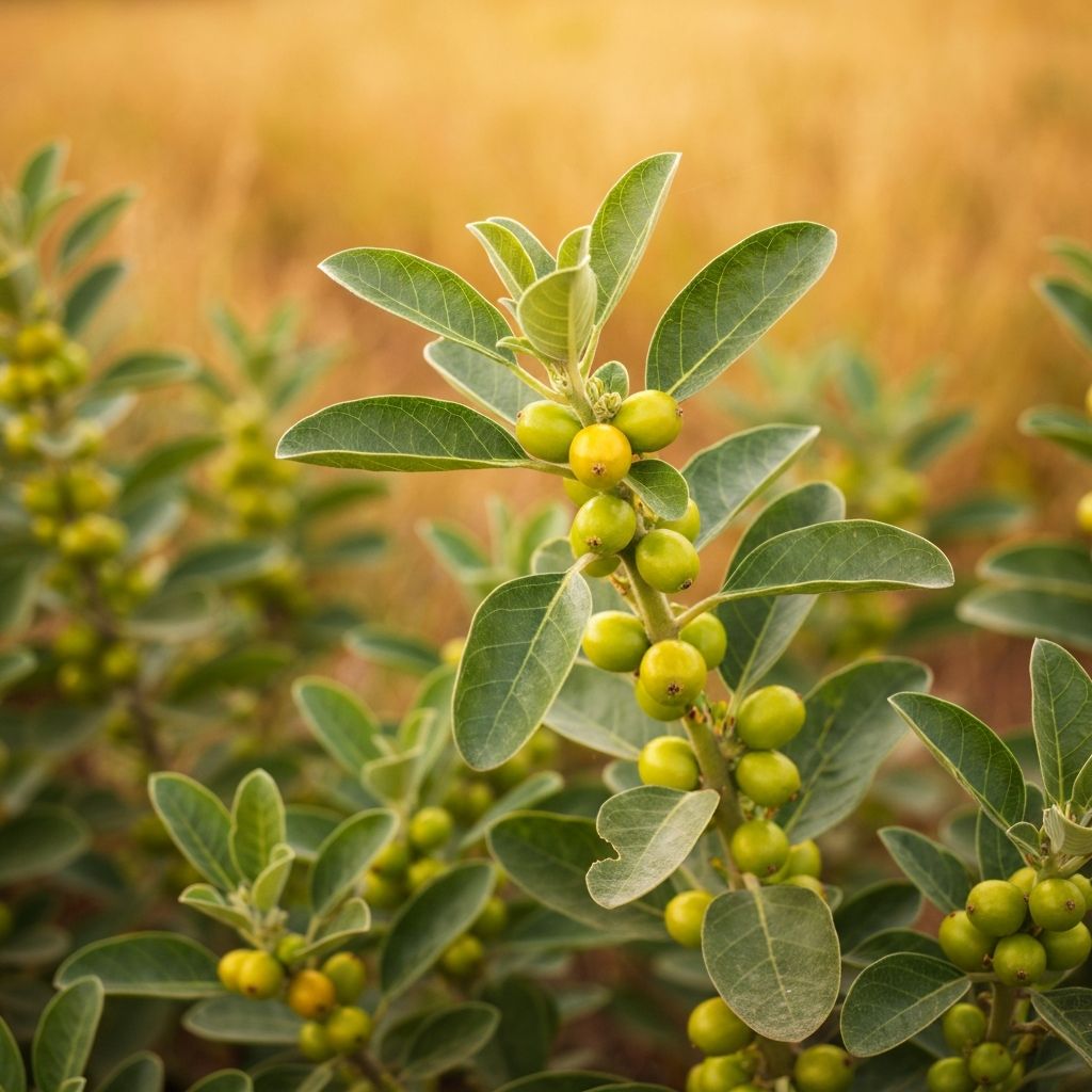 Ashwagandha berries and plant