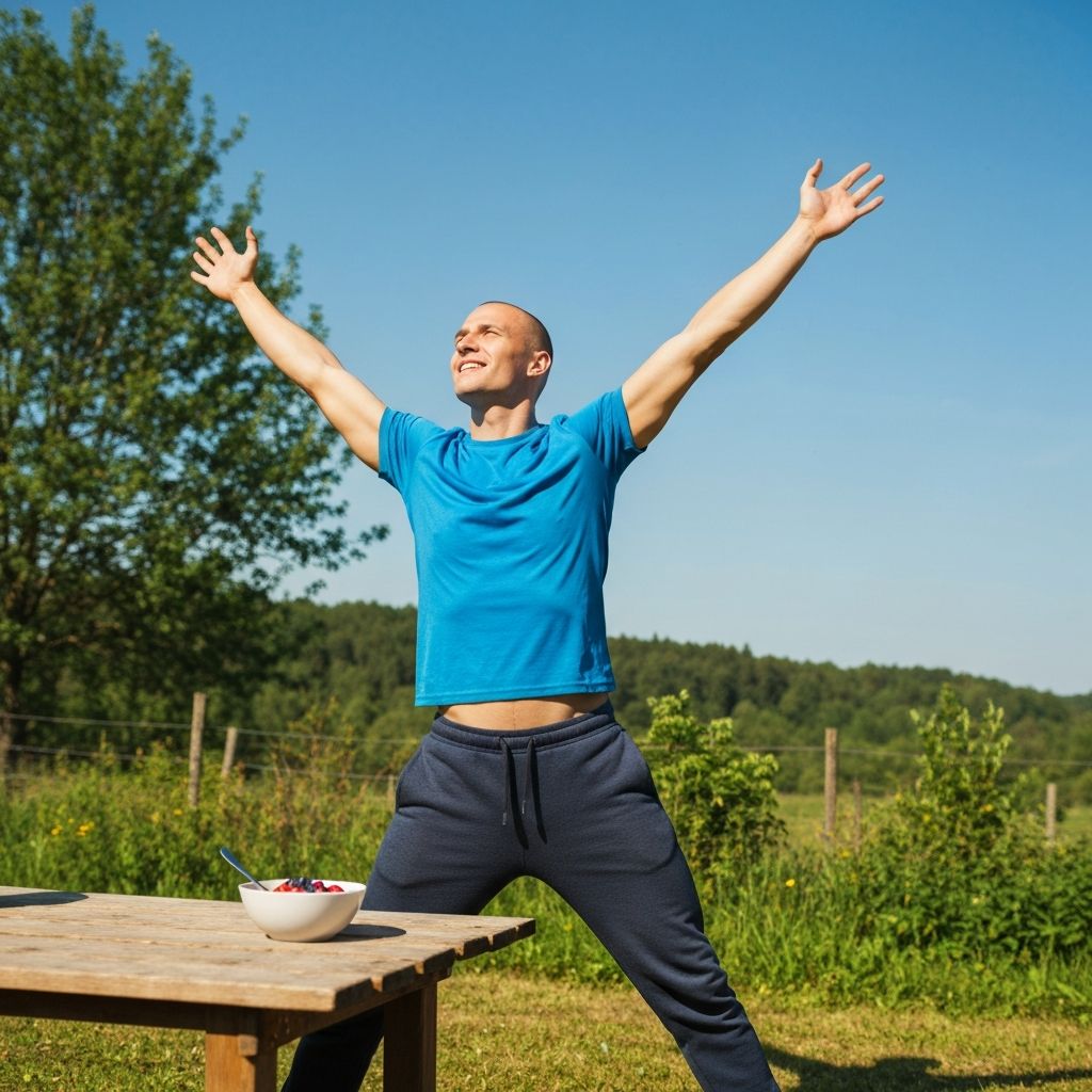 Man in wellness routine